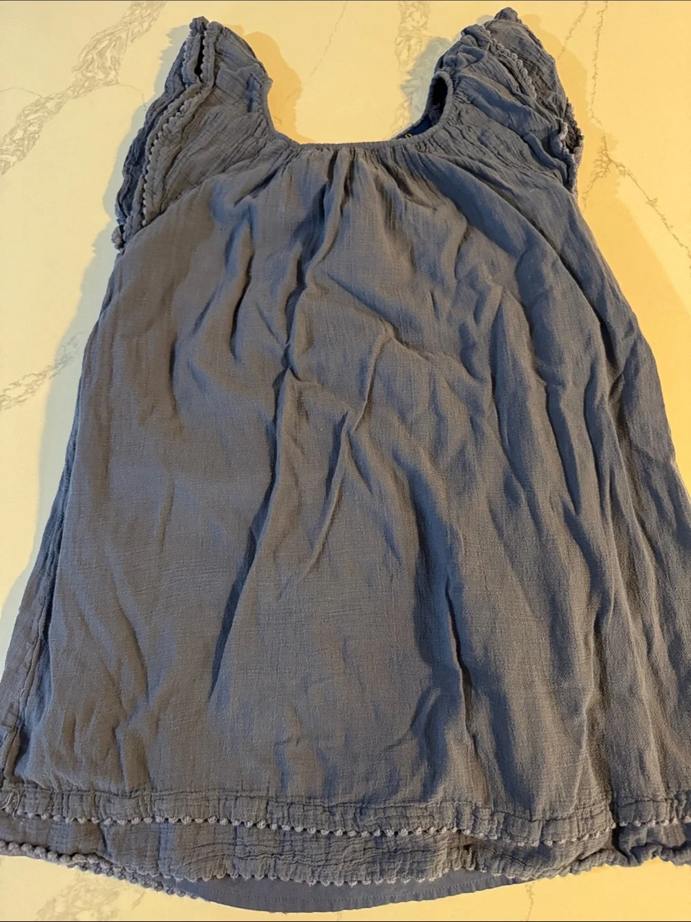 Ralph Lauren Girls Blue Flutter-Sleeve Dress